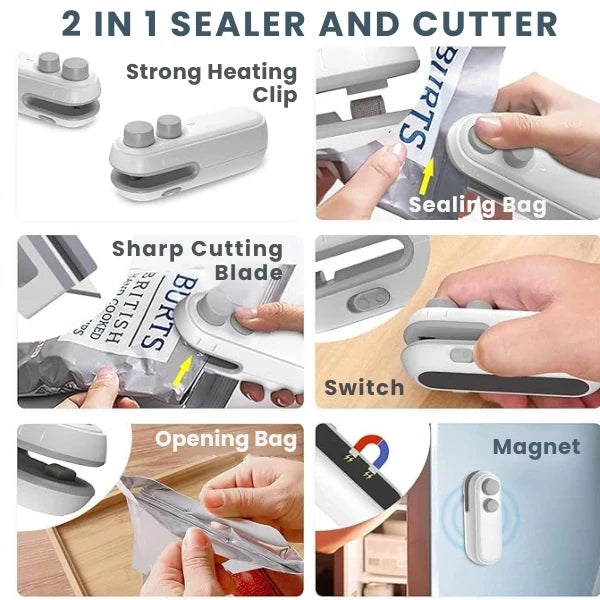 Seal by Heal | Mini Packet Sealer & Cutter | Rechargeable & Handheld